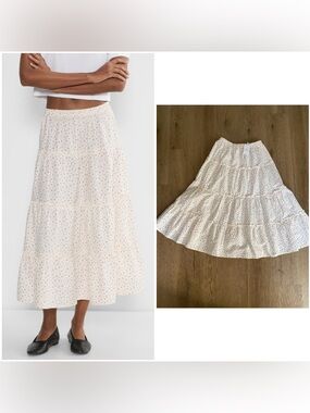 Aritzia Sunday Best Mars tiered midi cotton skirt White with pink florals